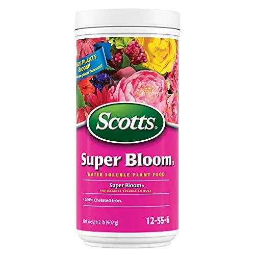 Scotts Super Bloom water-soluble plant food with high phosphorus for flowers