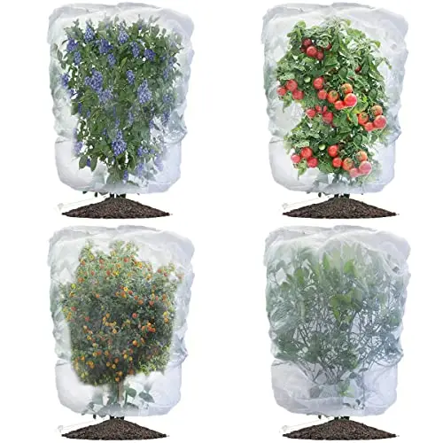 EVOIO four small white netting bags for plants