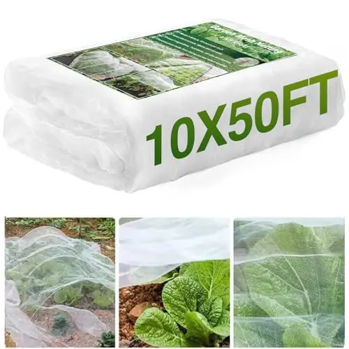 YNERHAI roll of white mesh netting in a garden setting