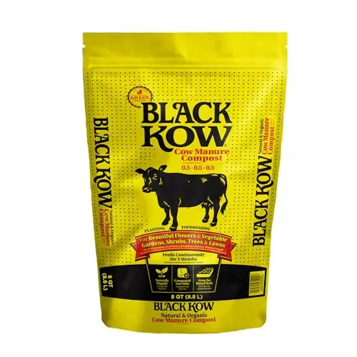 Bag of Black Kow composted cow manure fertilizer for garden soil
