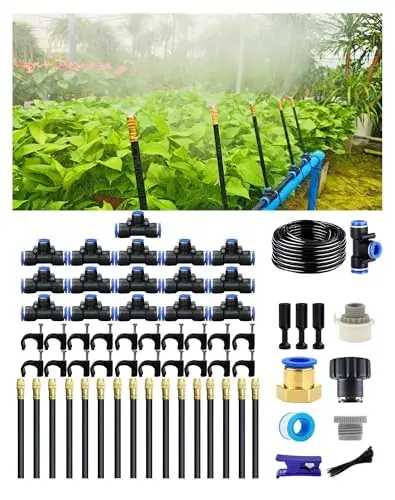 QXZYJQL drip irrigation kit with rotating misting sprayer nozzles